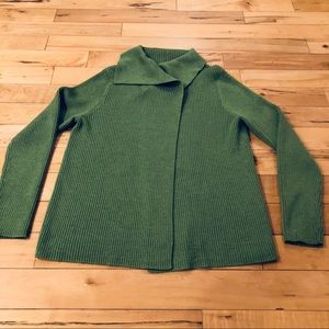 Eileen Fisher Green M/L Merino Wool Cardigan